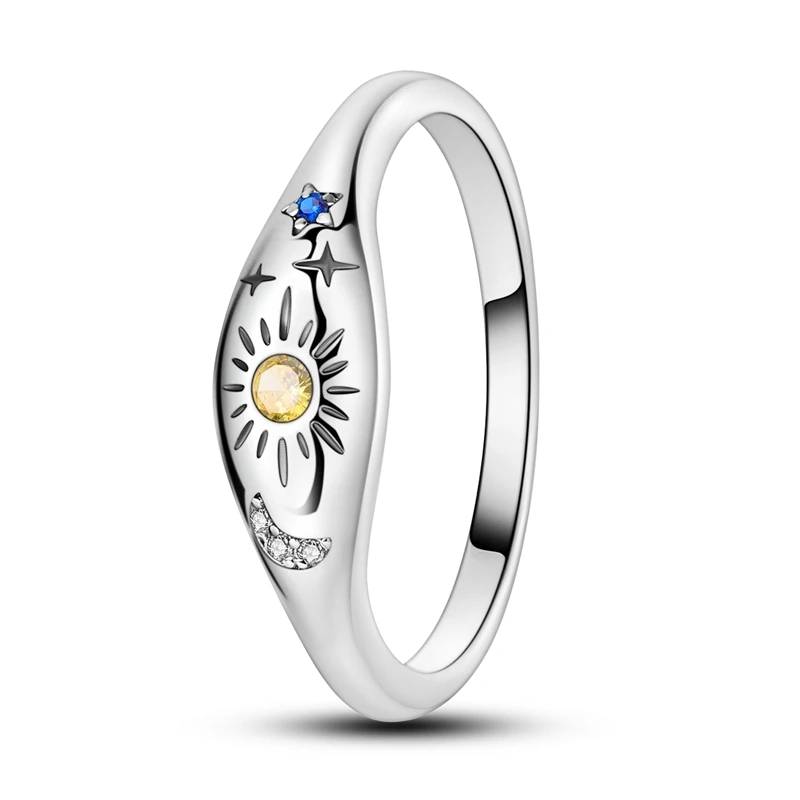 New fashion design S925 Sterling Silver Sun Moon Stars Love Virgin Mary Diamond charm CZ Rings for Women gifts Jewelry wholesale