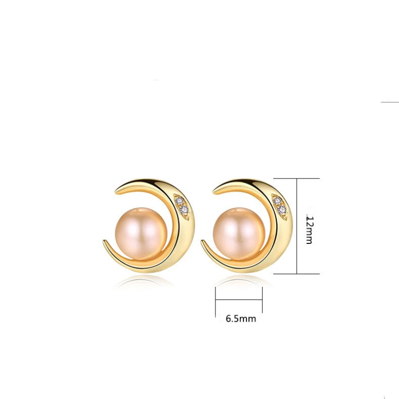 wholesale cheap vintage fine jewelry beaded drop freshwater pearl moon zircon earring 18k gold hoop waterproof for men earring