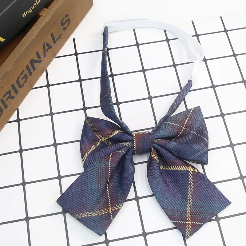 Lazy People Cravats Plaid Student Uniform School Bow Tie Elegant Flowing Design for Easy on and off