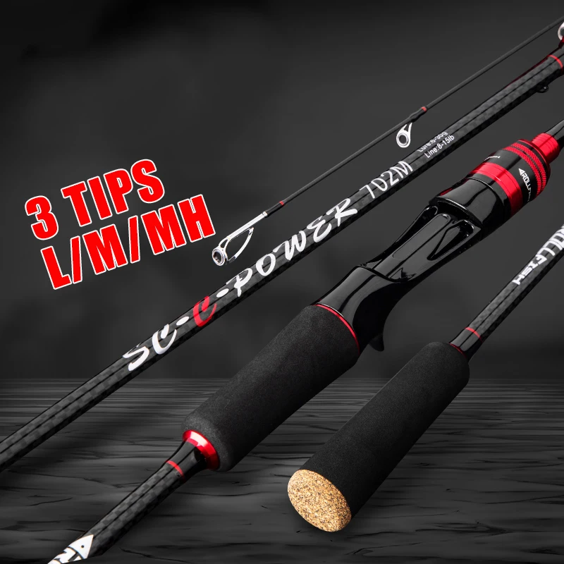 Best selling High Carbon fiber rod fishing L/M/MH 3 tips cheap ultralight Spinning casting lure fishing rod