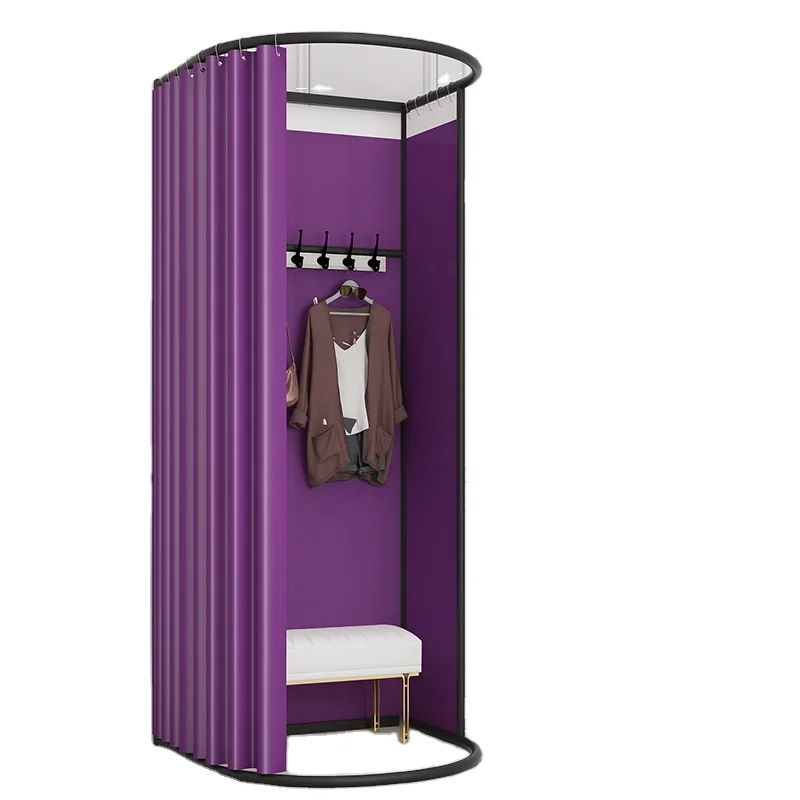 Jane love Clothing Store Boutique Metal Movable Portable Fitting Room Luxury Changing Room Dressing Room with Curtain