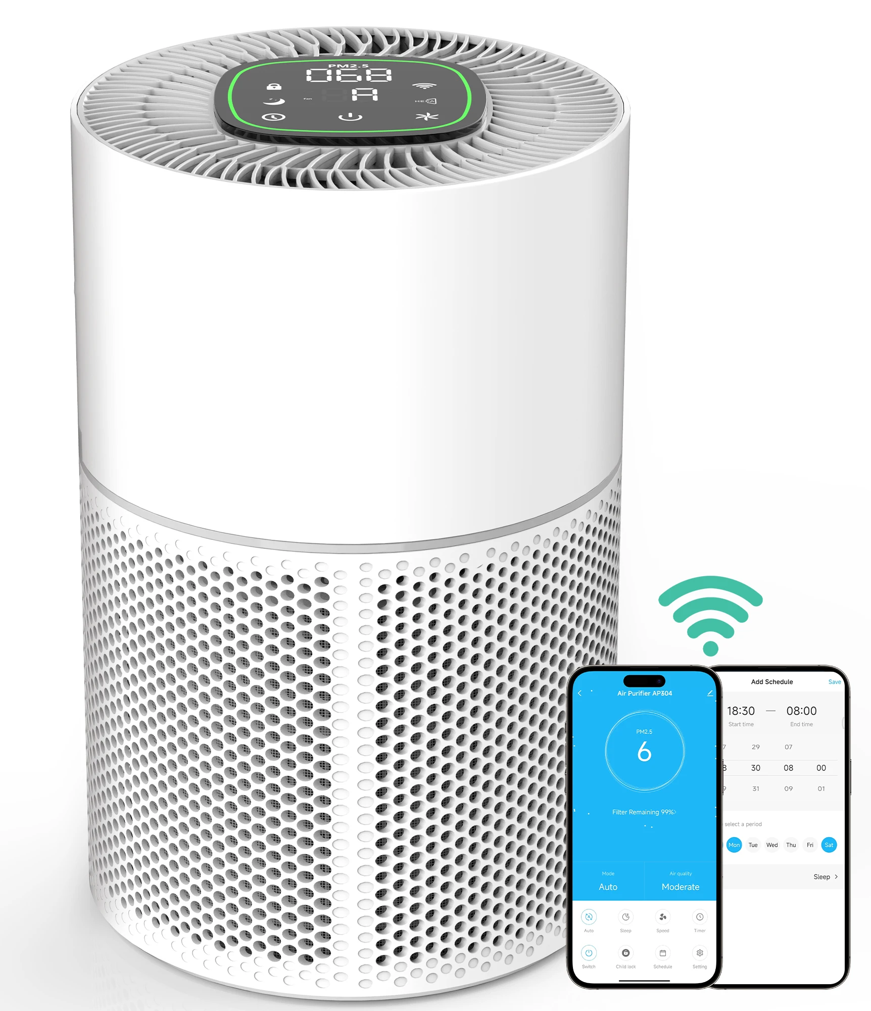 2024 home air cleaner portable smart air purifier for Allergies Pets Hair in Bedroom purificador de aire