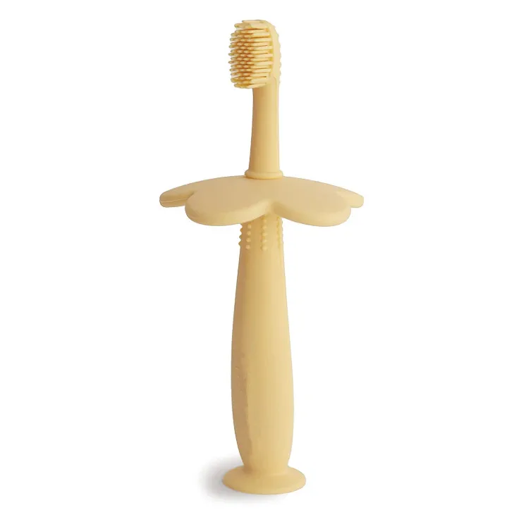 Силиконовая детская зубная щетка для тренировки малышей с цветами