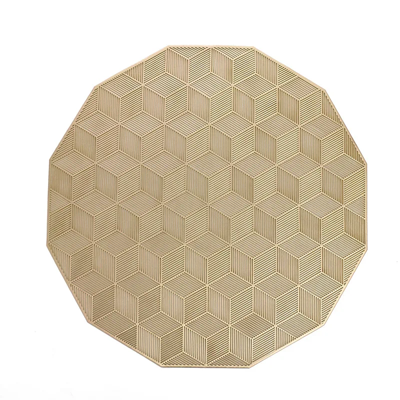 
Table mat PVC cube heat insulation pad ins wind hotel decorations bronzing western table mat hollow non slip tea mat 