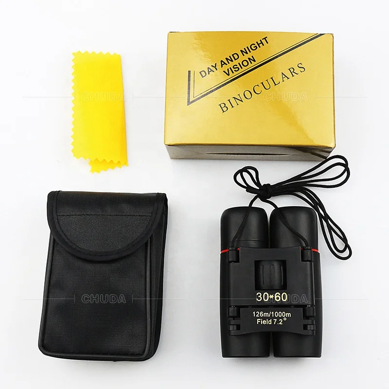 30x60 Folding Compact Zoom Binoculars Low Light Night Outdoor Telescope High Definition 1000M Long Range Binoculars for Kids