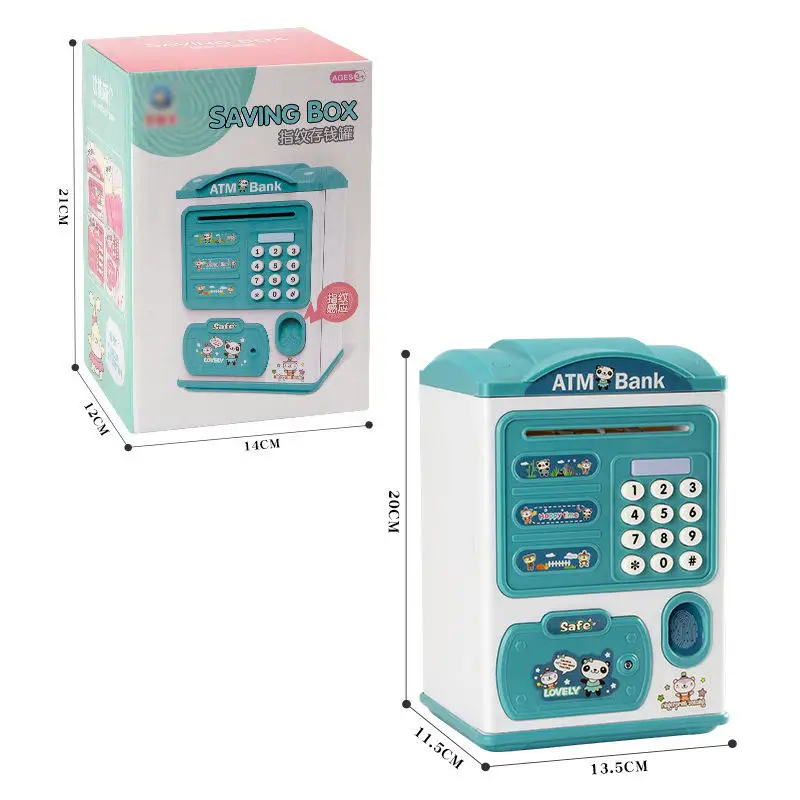 Fingerprint Password Plastic Money Saving Box Atm Machine Piggy Bank Toy for Kids
