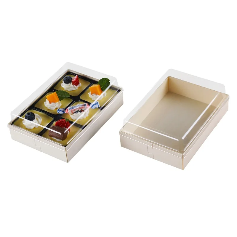 New Design Wood Food Package Box Biodegradable Sushi Pastry Boxes with Clear Cover Variety of Sizes Available
