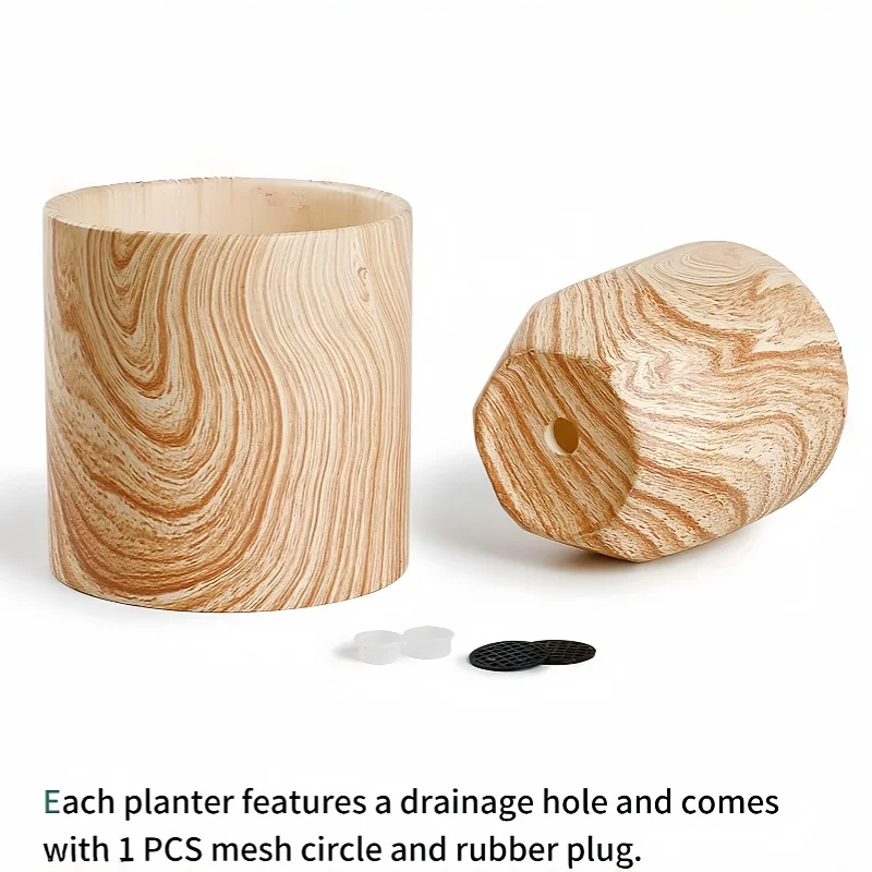water transfer printing wood texture ceramic Planter Plant Pot