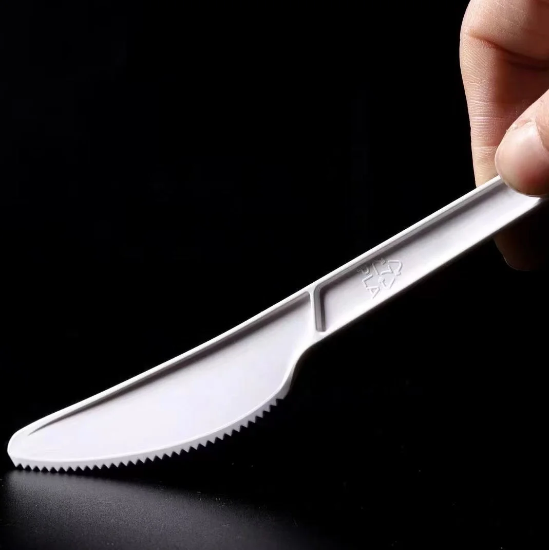 wholesale Disposable Cornstarch Biodegradable  CPLA spoon knife fork for Cakery Compostable Eco-Friendly Corn Starch Cutlery Small Dessert