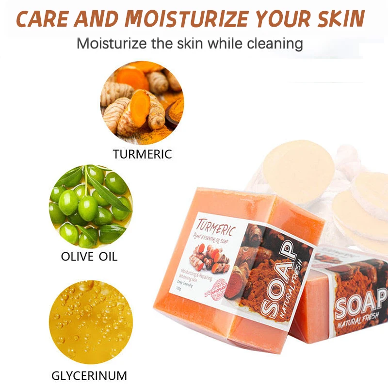 Wholesale Skin Care Shower Bath Soap Bar Skin Lightening Anti Acne Deep Cleansing Natural Turmeric Soap