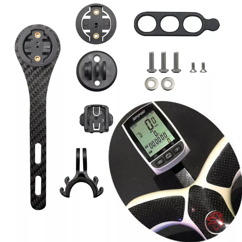 Bicycle Computer Stopwatch Full Carbon Fiber Cycling For Garmin Cateye Bryton Gopro Road Bike Speedometer Mount Light Holder