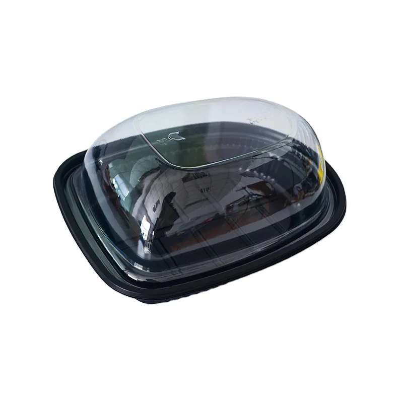 Boat-shaped large cake box oval roast chicken packaging container  plastic PP material takeout food box with anti-fog lids