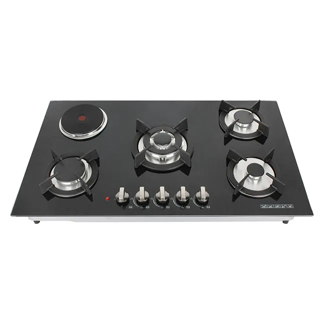 OEM Cheap Beautiful Tempered Glass Combination Gas And Electric Hob With Safety Device