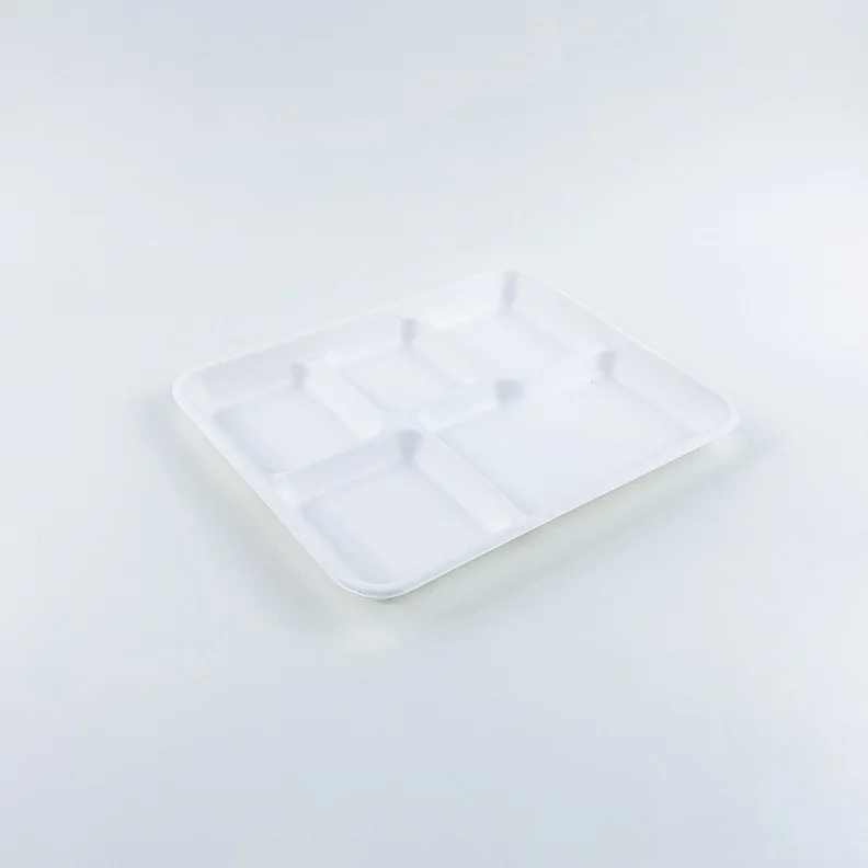Customized Green Fast Food Tray Pulp Tableware  Compostable Biodegradable Disposable Bagasse Sugarcane tray