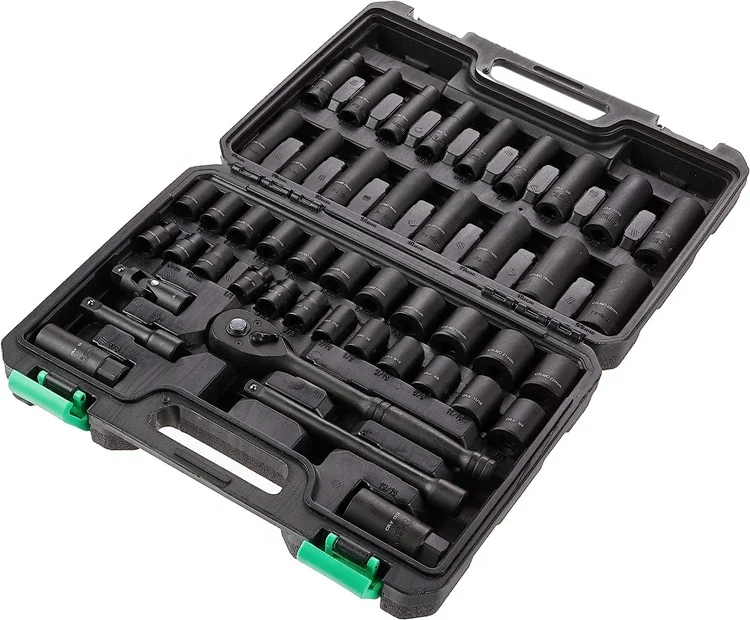 46Pcs 3/8-Inch Drive 6 & 12 Point Deep And Shallow Impact Socket Set 72 Teeth Ratchet Wrench Socket Set Portable Socket Set Box