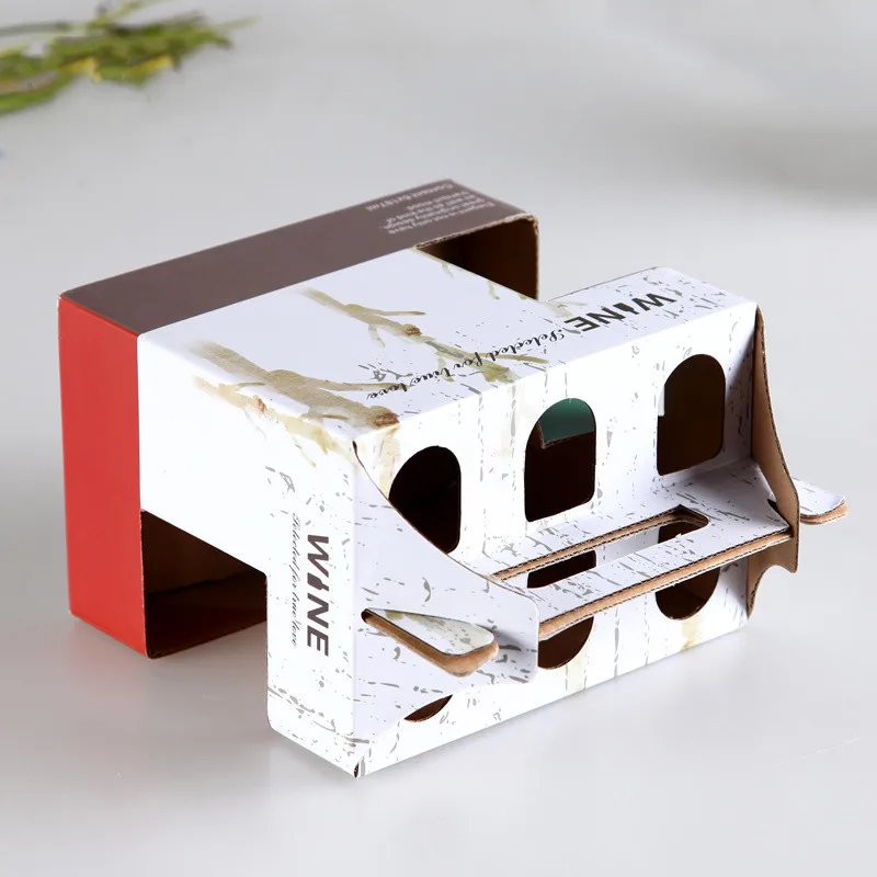 Custom Printing Corrugated Cardboard Box Wine Beer Bottle Carrier Holder Carrying 6 Pack Corrugated Board Beverage FSC Folders