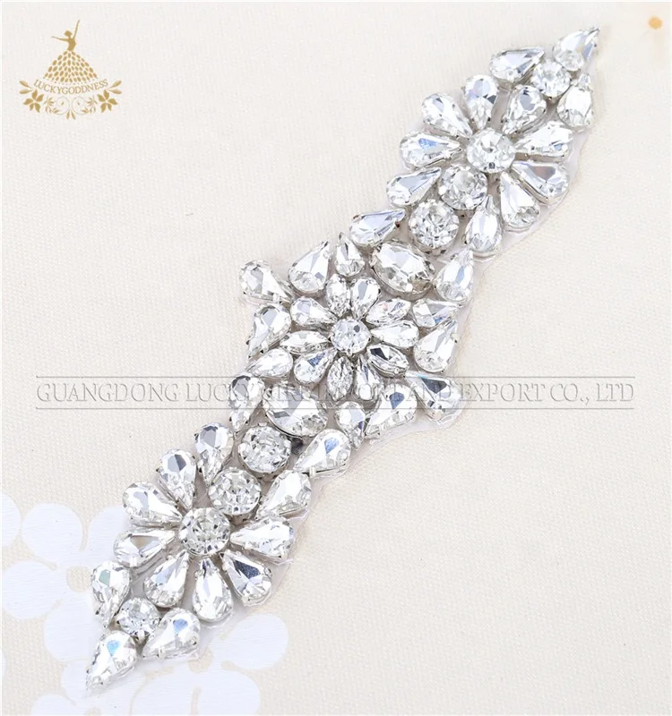 Fashionable design crystal rhinestone appliques for wedding dress