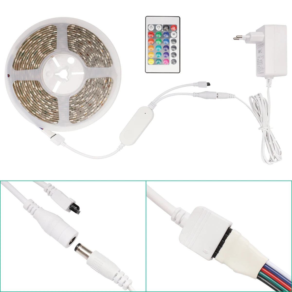  5M Smart RGB Light Strip High Quality 5050 SMD Remote Lamp Multicolor 24key remote LED For Christmas