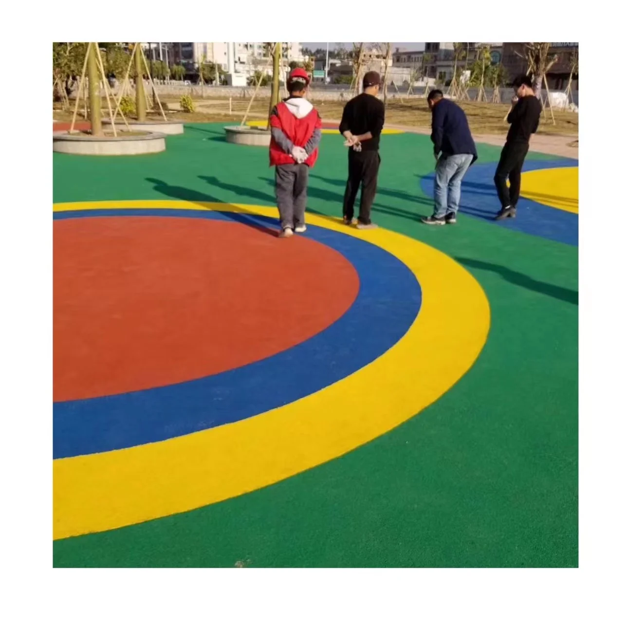 2 layer EPDM/TPV surface Poured Rubber Playground Flooring epdm scraps material with many years warranty quality