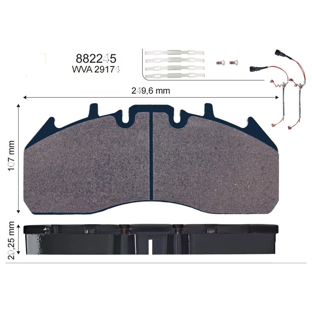 MERITOR Elsa 882245050 HOWO Truck Braking Systems Brake Pad  29174 with hardware repair kits for volvo Renualt