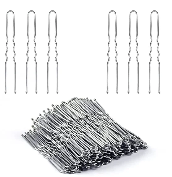 Wholesale 4 Color 50pcs black U will not clip the hair Crimped Design with Ball Tips U Shaped Bun Hair Pins for Women Girls