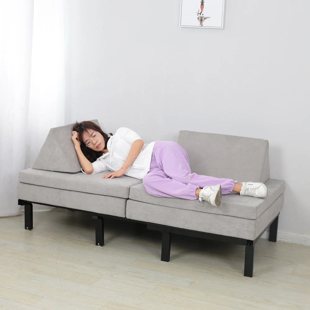 Saien Wholesale Modern Furniture Set sectional Sofa foam Fabric Metal Legs Combination Bed living room compressed sofa