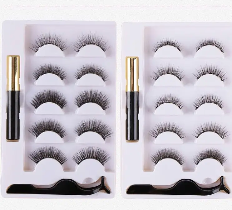 Magnetic eyelash vendors 5 magnetic 3D mink lashes wholesale  eyelashes and  Magic eyeliner  custom magnetic eyelash