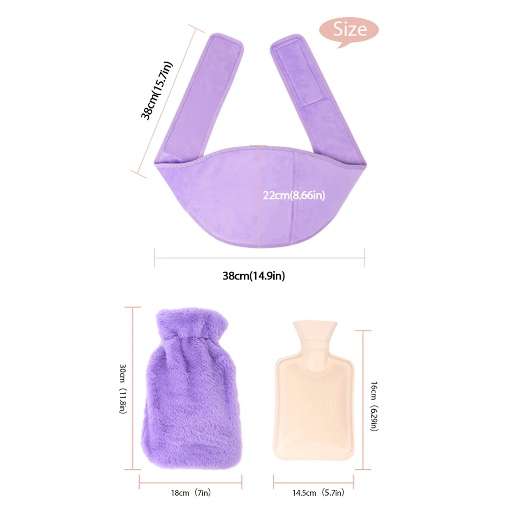 Factory hot water bag waist belt with plush soft fur cover rubber hot water bottle Menstrual Heating Pad Belt