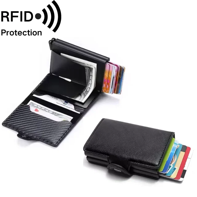 RFID блокирующий держатель для карт-кожаный чехол карт [2 коробки] rfid карты бумажник с магнитным замком