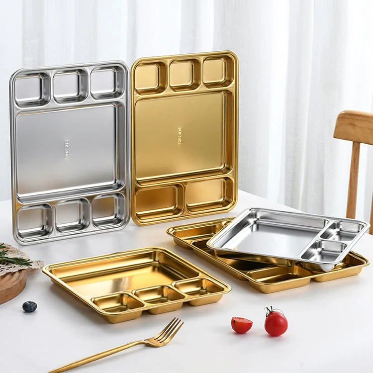 Stainless steel 304 divided fast food canteen Korean seasoning tray