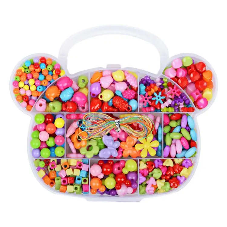 
DIY Bracelet Charm Bead Kit Girl Educational Bracelet Making Set Bear Head Children Beaded Toy DIY Handmade Girl Wear Necklace 