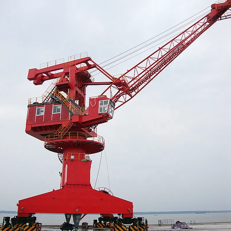 50 ton 60 ton four shipyard wharf portal crane portable jib luffing barbor mobile crane