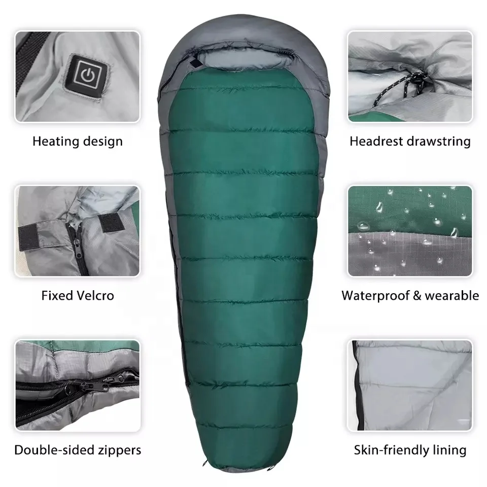 Promotion Warm and Comfortable USB Heated Sleeping Bag Outdoor Electric Mummy Sleep Bag for Camping