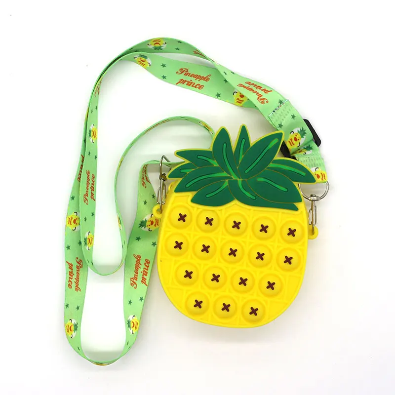 Kids Soft Silicone Bubble Poppet Crossbody Hand Money Bag Fidget Toy Push Kid Unicorn Pop It Coin Purse For Girls