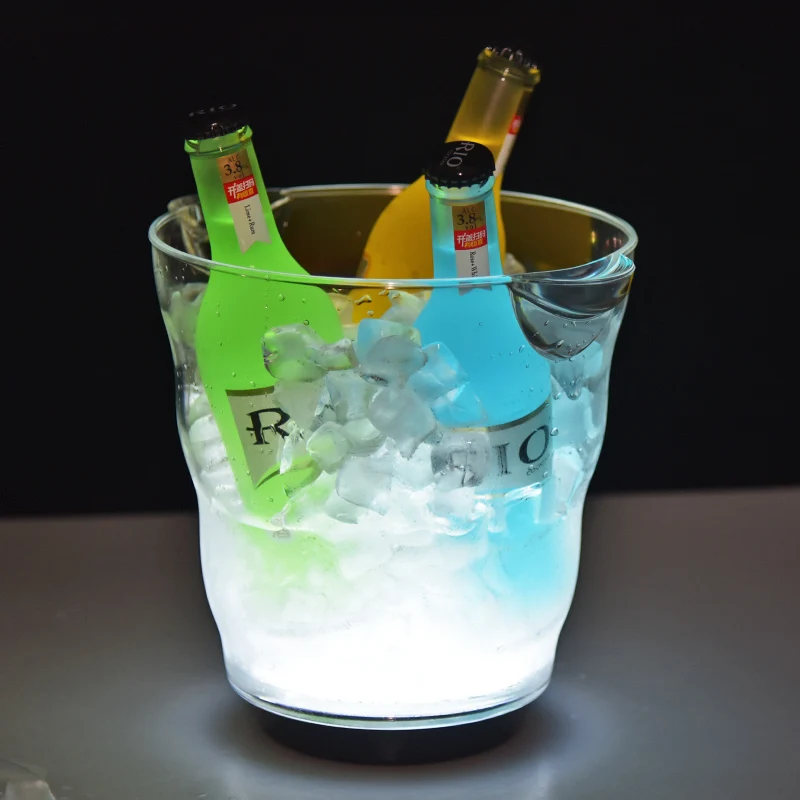 Cheap round 4.5L ps plastic sparkling gin champagne beer LED  ice bucket for events