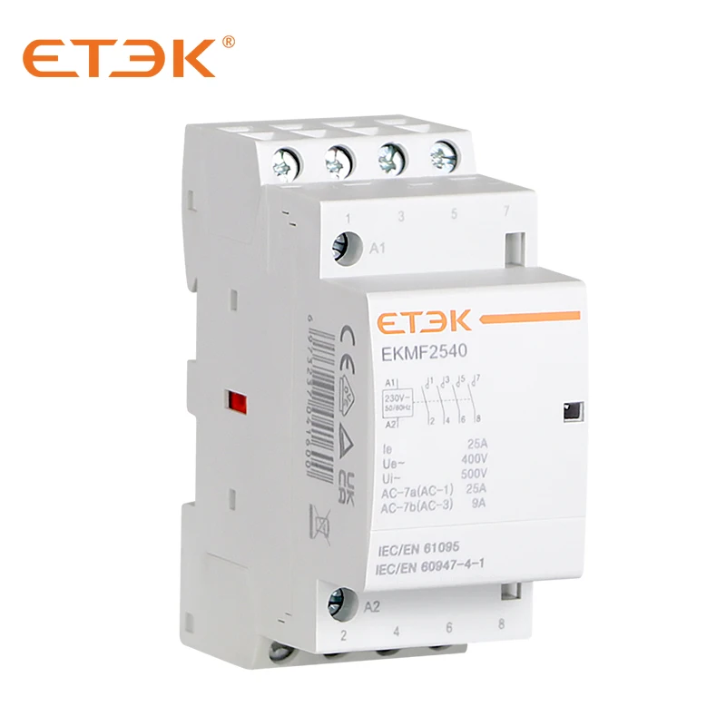 ETEK EKMF 4P 25A 40A 63A 100A 2NO+2NC Coil 24VAC 110VAC 230VAC Modular Contactor with TUV CB test report CE Approval
