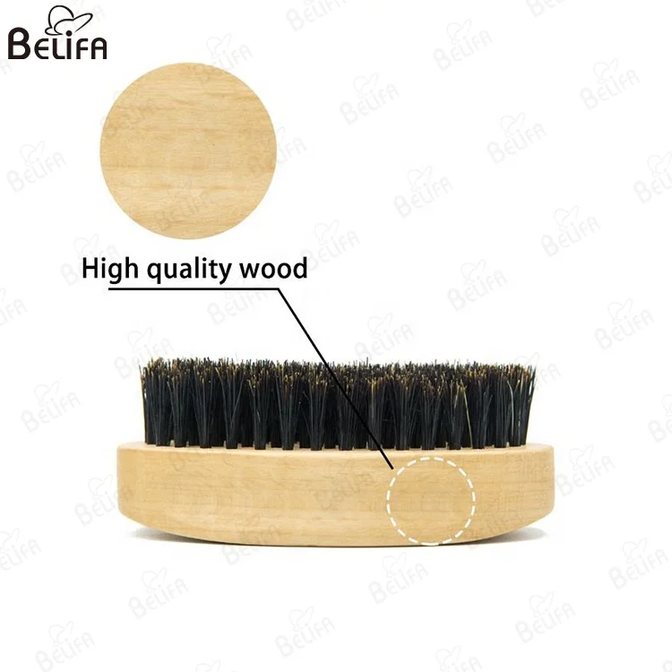 Wholesale Custom logo Private Label Professional Natural Wild Boar Bristles Hair Barber Wood Wooden Mens Beard Brush for Men