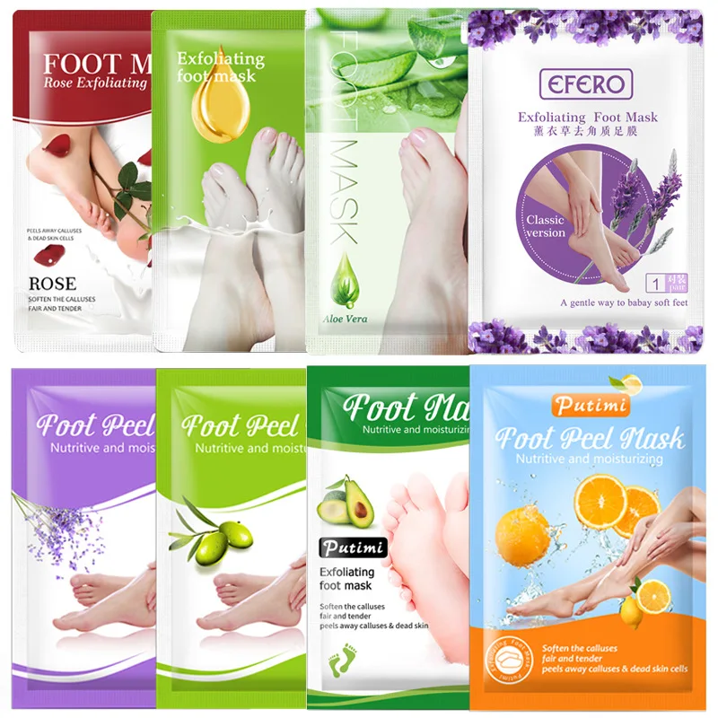 EFERO oem odm wholesale foot skin care products feet sheet mask socks exfoliation peeling exfoliating peel lavender foot mask
