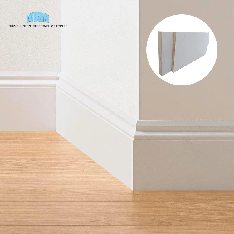 Modern Timber Tile Coated Solid Wood Skirting Boards White Wood Wall Corners Cover Tile Trim Skirting Baseboard Moulding