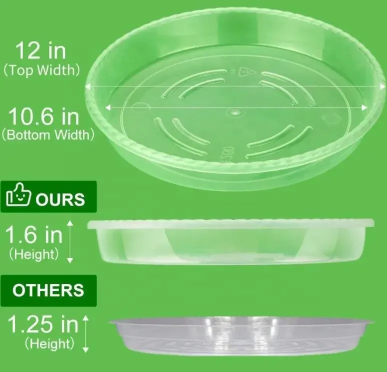 Wholesale Durable Round Garden Clear Plant Saucers Clear Thick Plastic Heavy Duty Sturdy Plant Saucer Drip Trays Indoor Outdoor