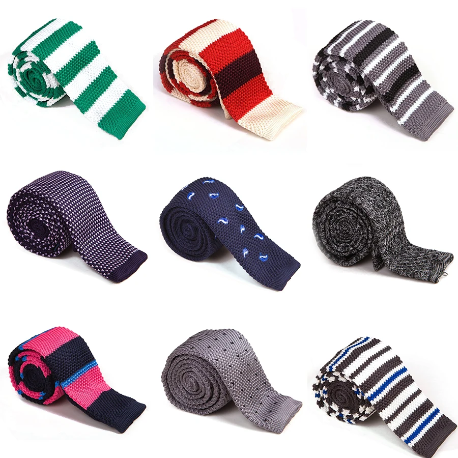 5.5cm Mens Fashion Ties Plaid Pattern Skinny Knitted Neckties Wedding Evening Party Gravata Slim Tie