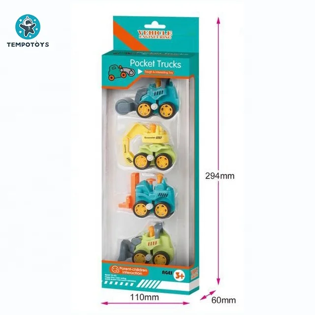 Tempo Toys Cute Small Car Toys Mini Truck Set Engineering Vehicle Kids Friction Toy Vehicle