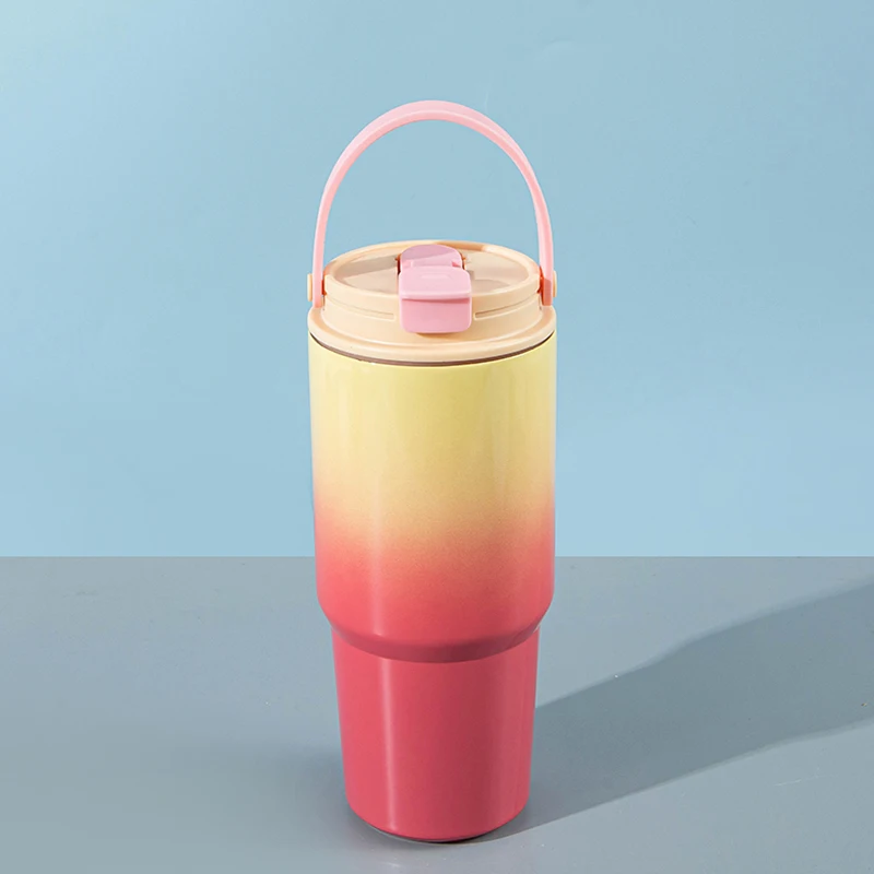 Gradient Color 40oz Tumbler Double Wall 304 SS Travel Mug with handle Insulated Vacuum Mug With Leak-Proof Lid MUG