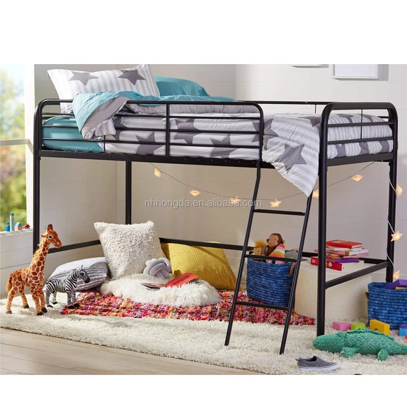 cheap price metal Bunk Bed for kids playtime loft bed with tent and stairs