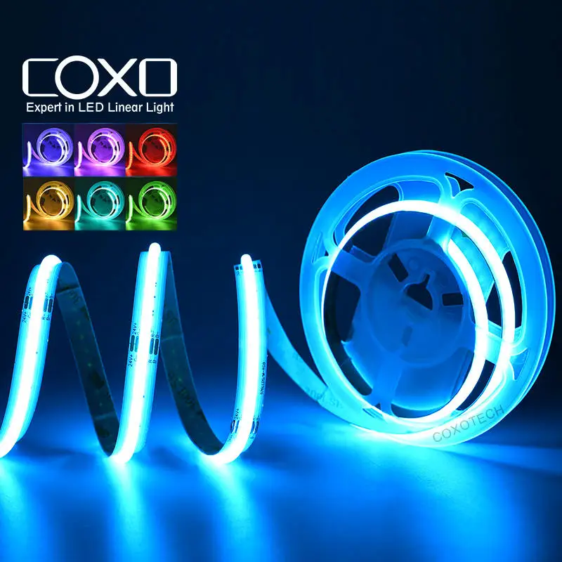 coxo 12v ip67 extrusion cob smart rgb color led strip light alexa tuya waterproof ip65 5m 10m 24v