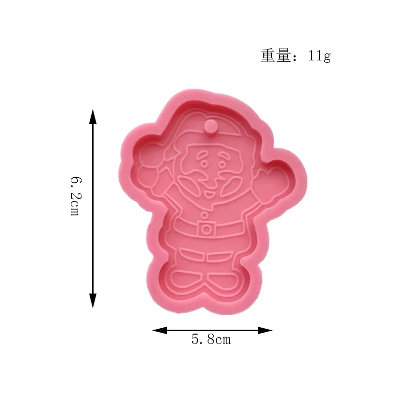 MO131 Best selling DIY christmas theme gingerbread man santa snowflake keychain combination silicone mold Shiny epoxy resin mold