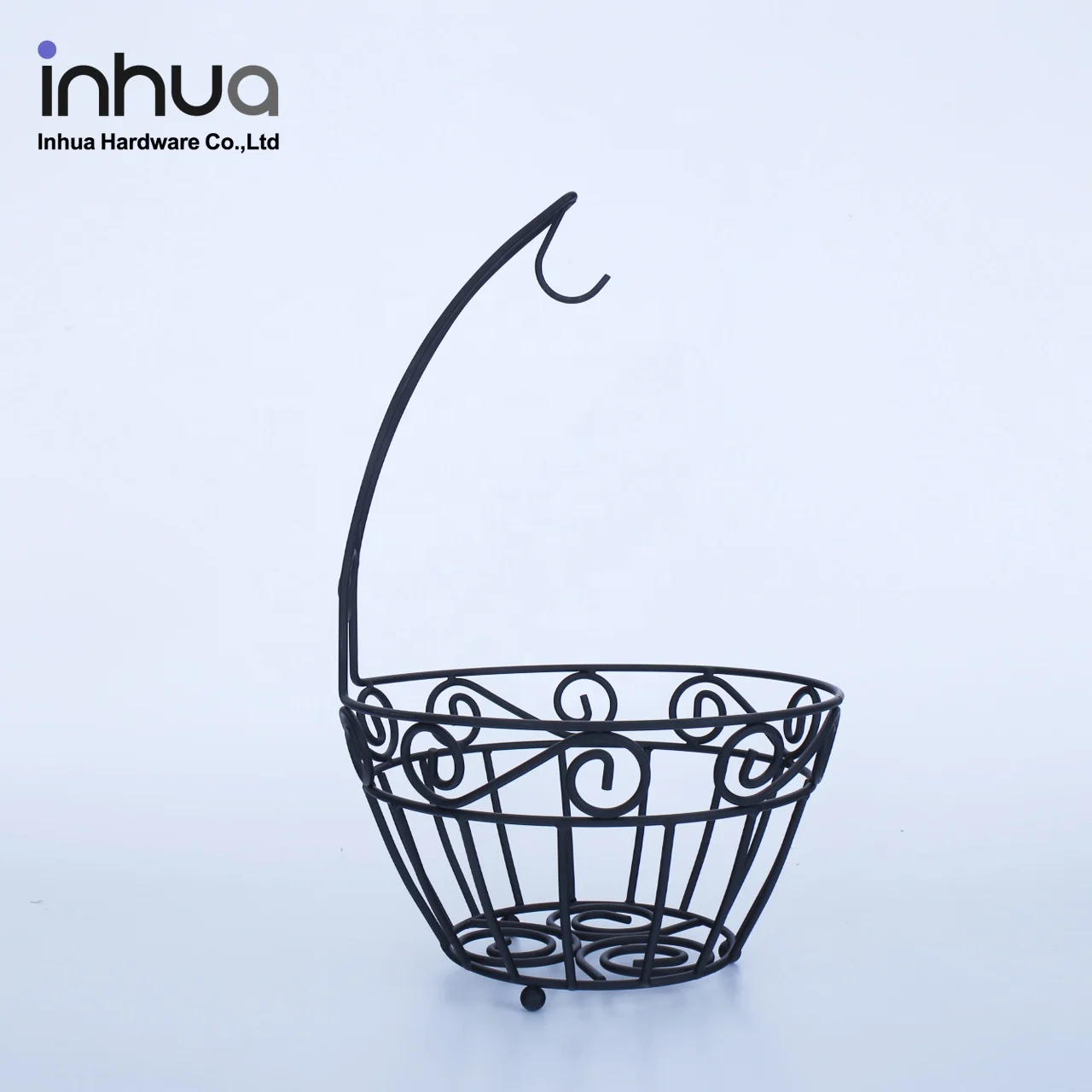wholesale J-hook fruit rack drain storage shelf  fruit Black wrought iron fruit rack