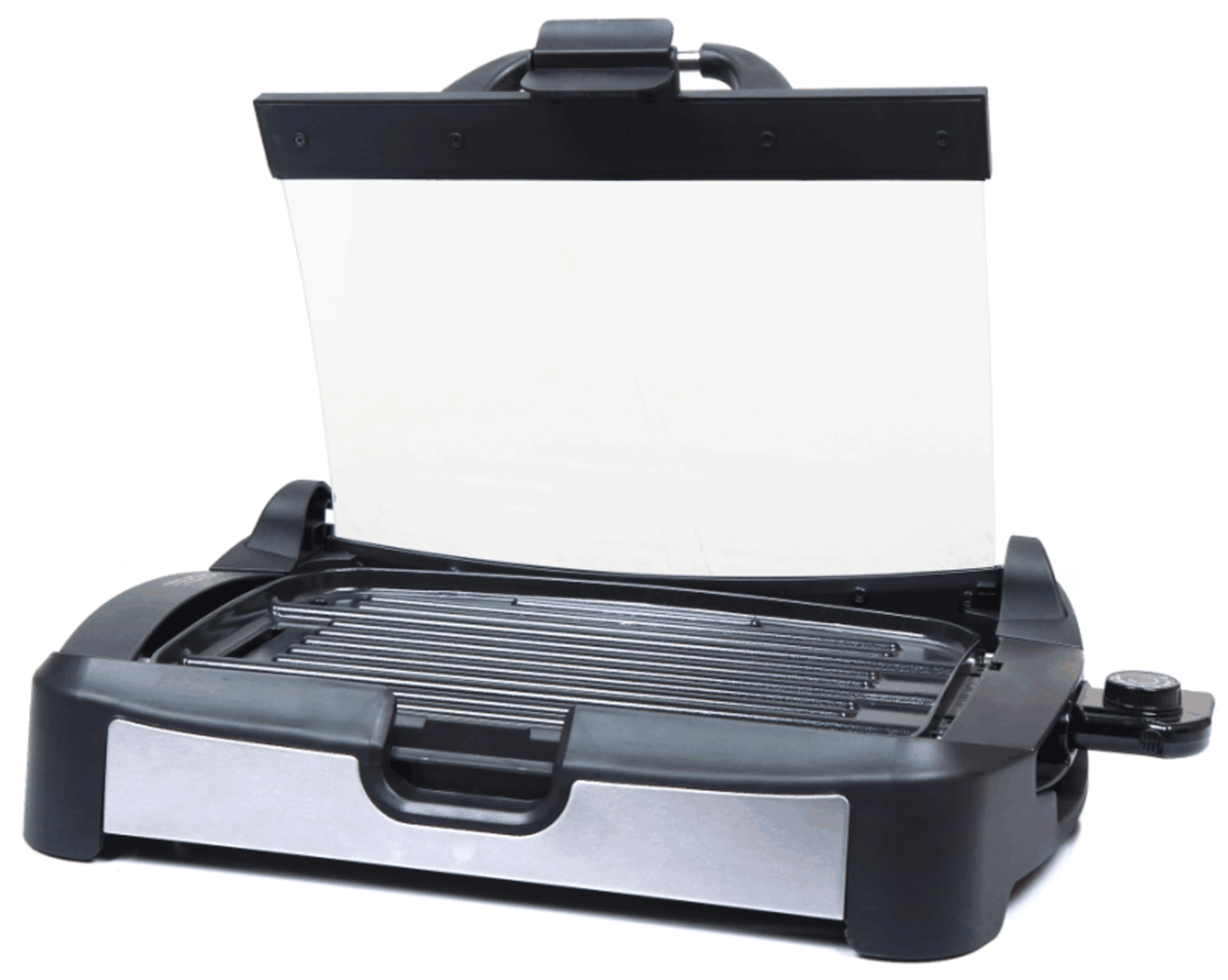 2 in 1 Electric Countertop Powerful Contact Grill with Glass Lid & Nonstick Grill & Griddle Plate,
