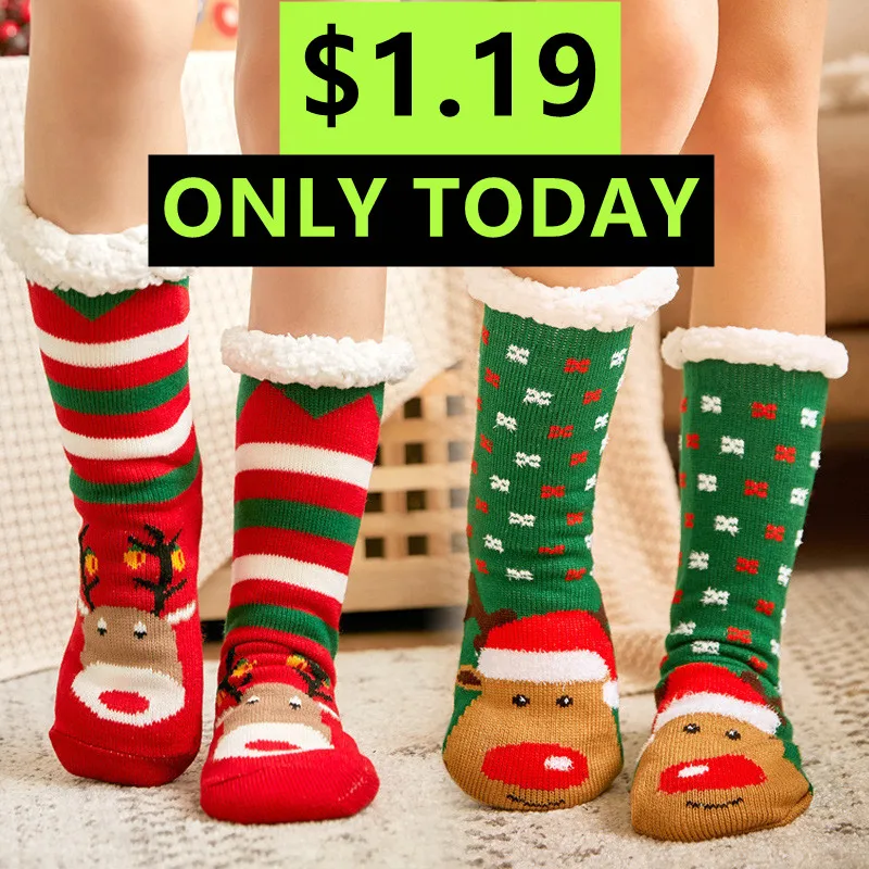 Cici Christmas lamb wool floor socks adult thickened home sleeping socks carpet socks