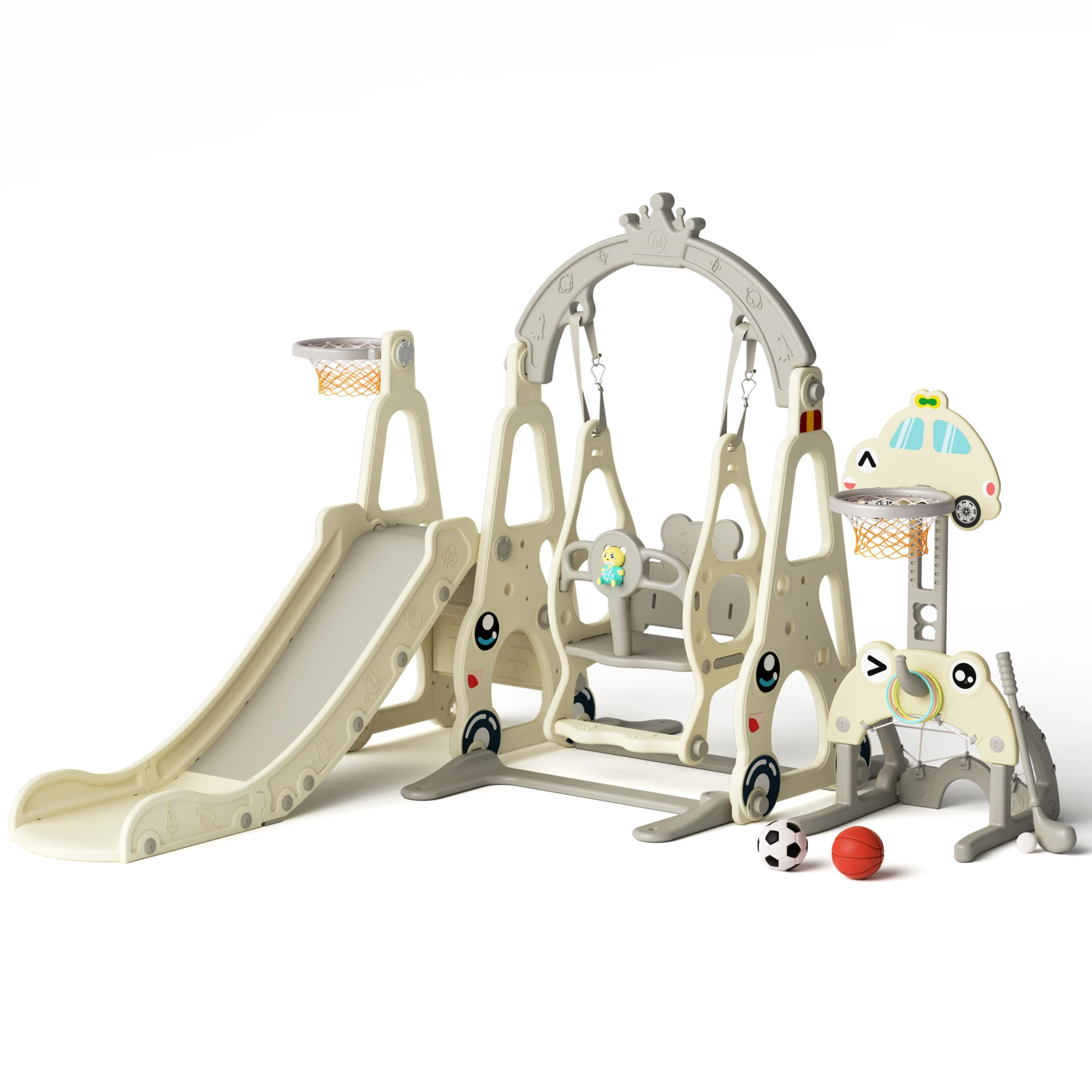 Hot Selling For Kids Hanging Swing Set Slide And Basketball Fun Toys For Children Home Indoor Sports Garden Playhouse